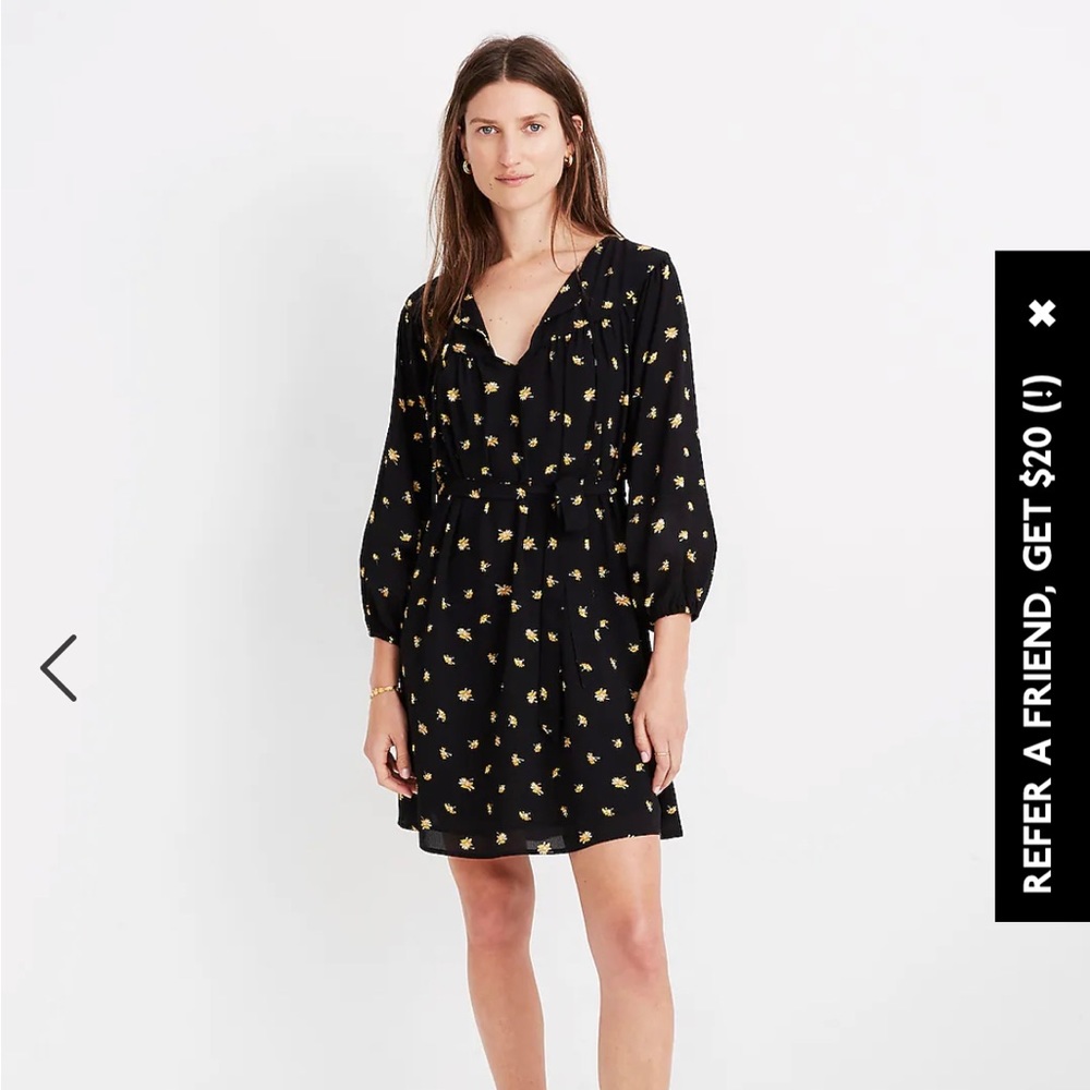 Madewell Tie-Waist Mini Dress x French Daisies Size M NWT 🫶🏻 CUTE